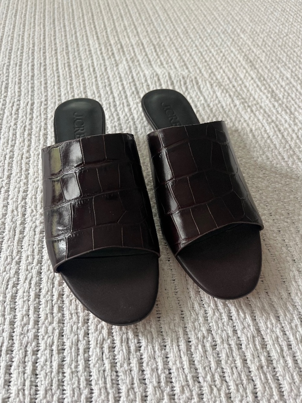 J. Crew Crocodile Embossed Leather Kitten Heel